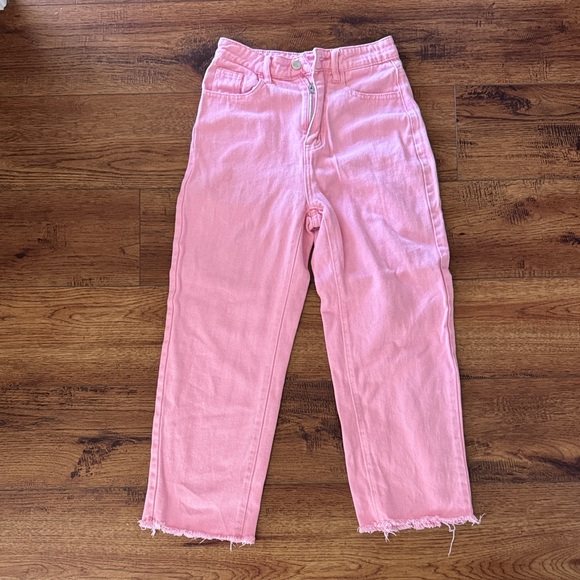 SHEIN Denim - SHEIN Pink Straight Leg Women's Jeans